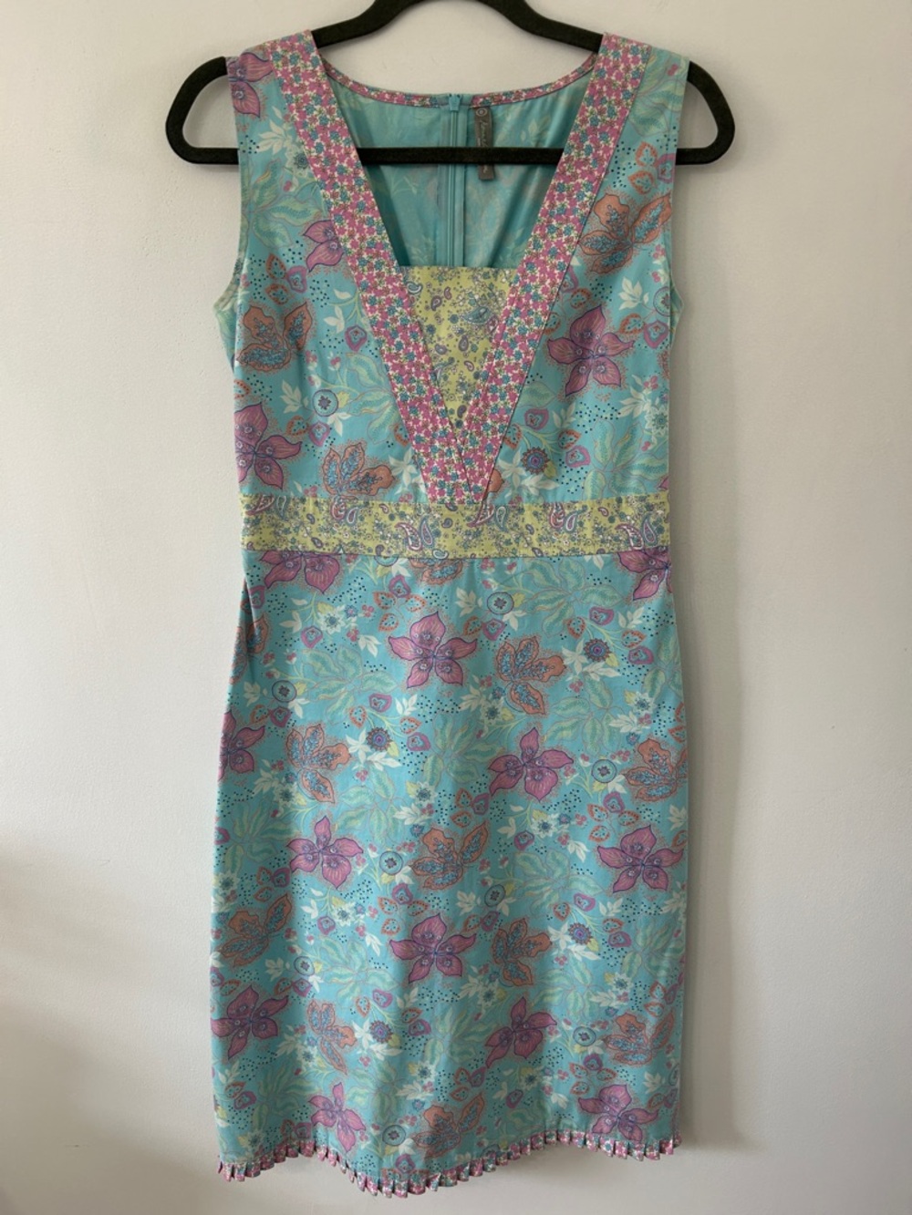 Hanna Andersson Dress Women’s 8 Blue/Pink Floral Midi Cottagecore Paisley